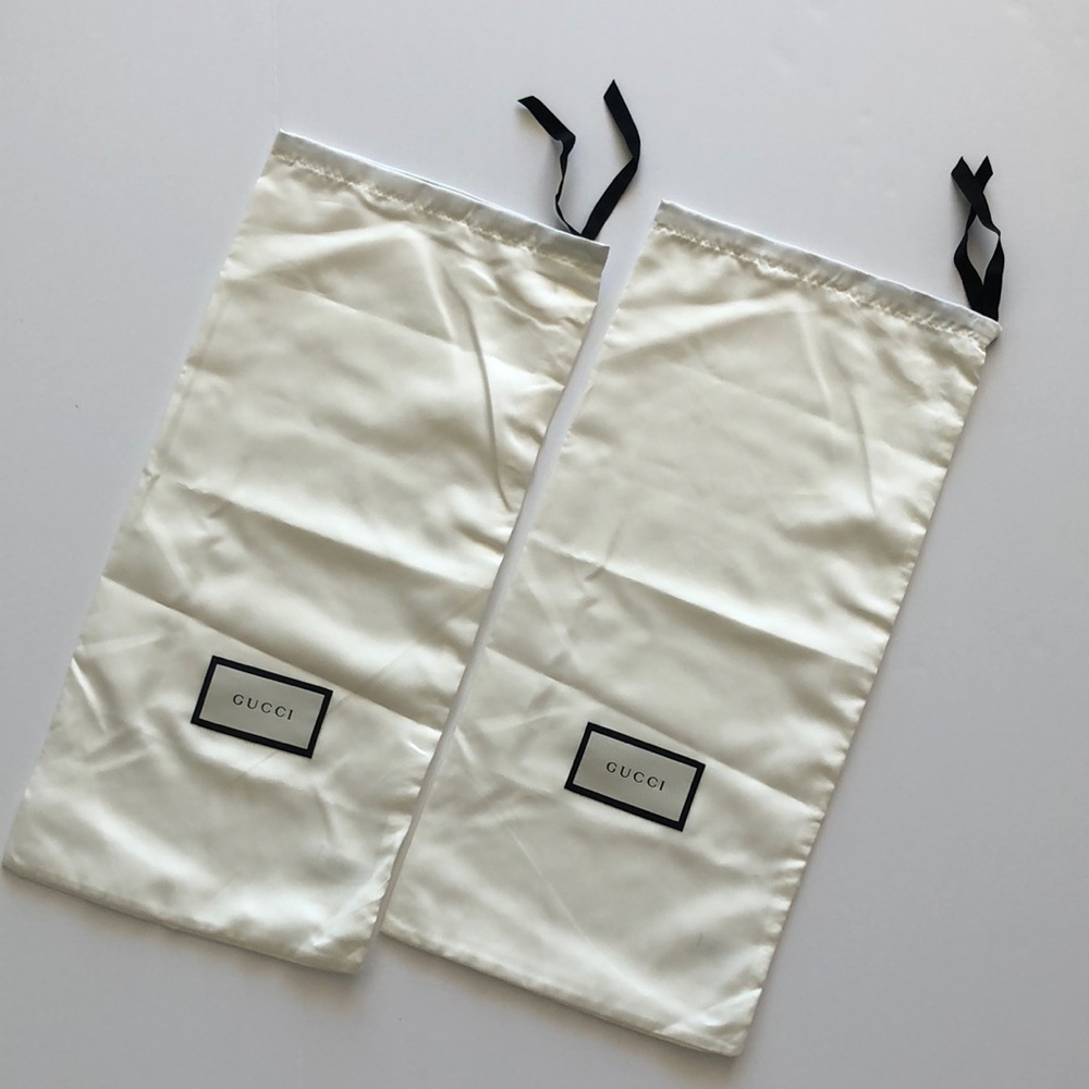 Gucci Original Pair Dust Covers bags Drawstring Off White Cream 17.5" x 8.5"